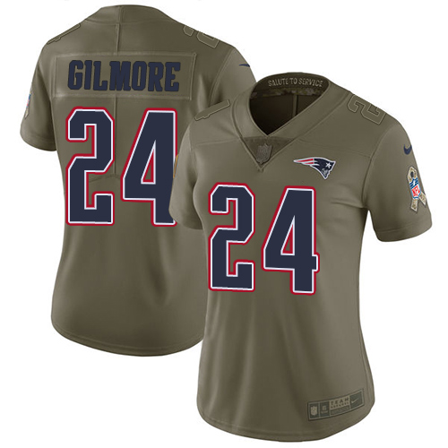 Nike Patriots #24 Stephon Gilmore Olive Women's Stitched NFL Limited Salute to Service Jersey